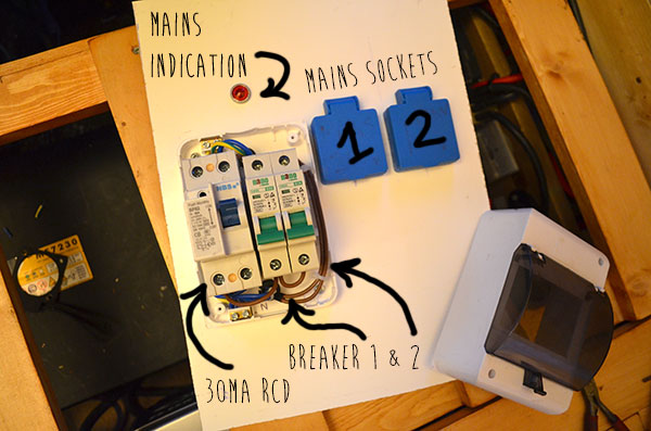 mains incomer with RCD and MCB