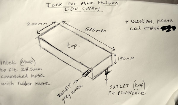 grey waste tank dimensions drawing