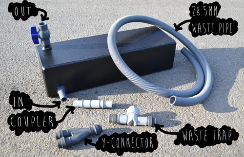 campervan conversion grey water tank parts and connections