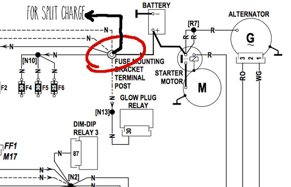 alternator split charge connection point