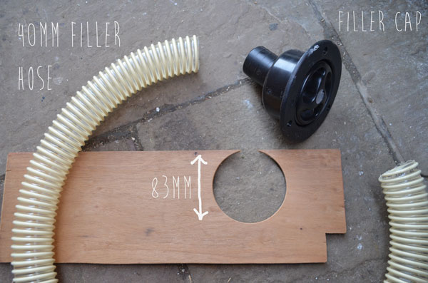 water filler hose and cap fittings