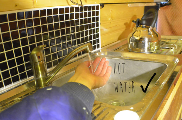campervan sink hot running water