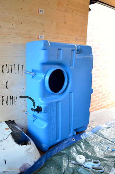 mounted fiamma water tank in vertical position inside campervan conversion