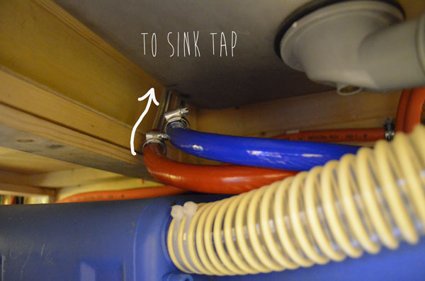 campervan conversion tap hot cold connections under sink